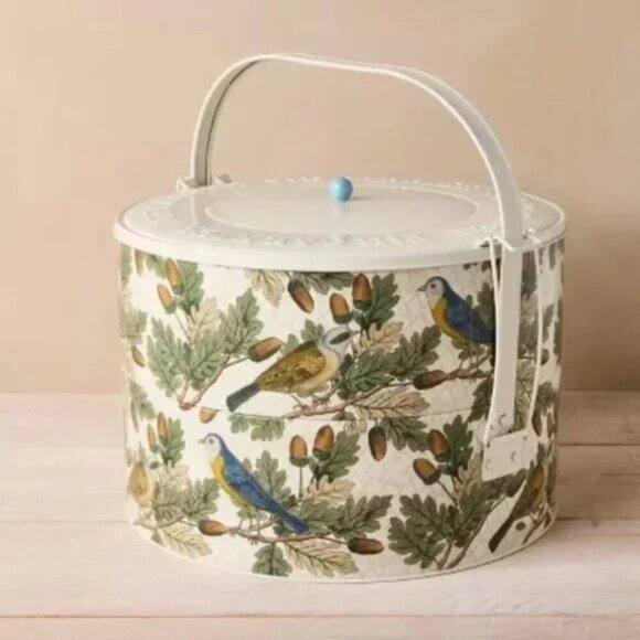 John Derian Bird & Floral Metal Pie Carrier - Picture 1 of 9